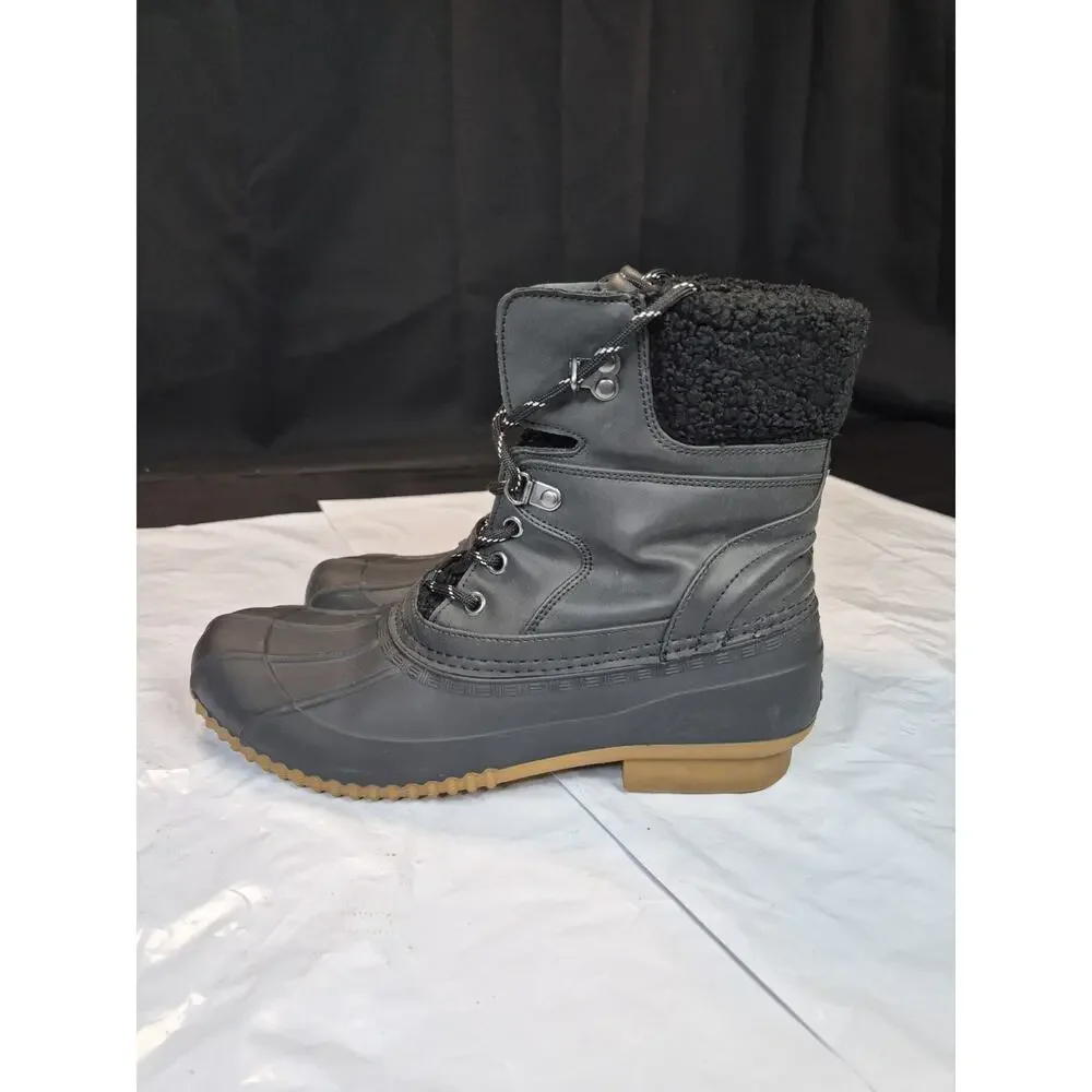 Tommy Hilfiger Women's Sz 10M Black Rain Winter Duck Boots Shoes Lace Up Boot